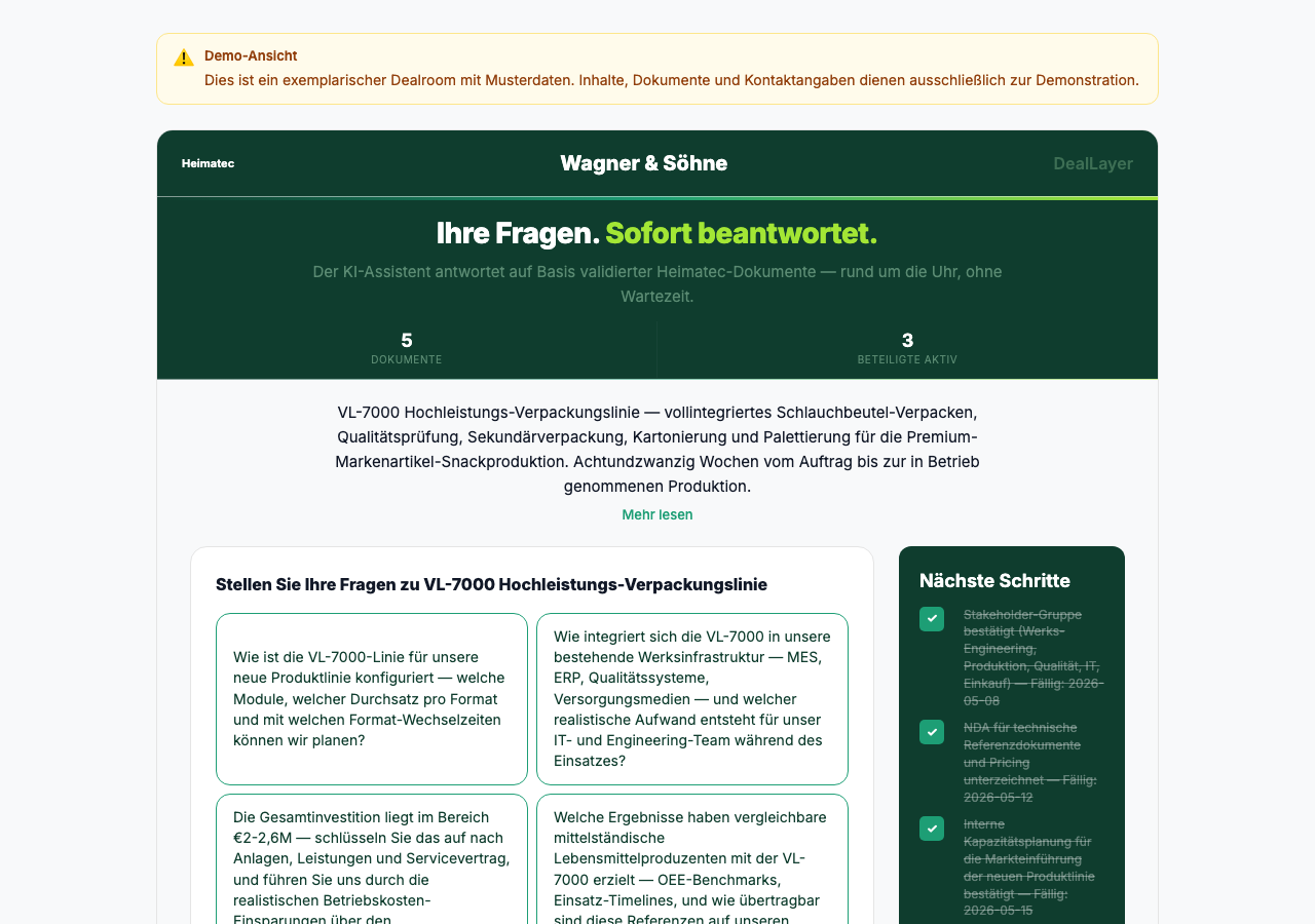 DealLayer Dealroom Wagner & Söhne